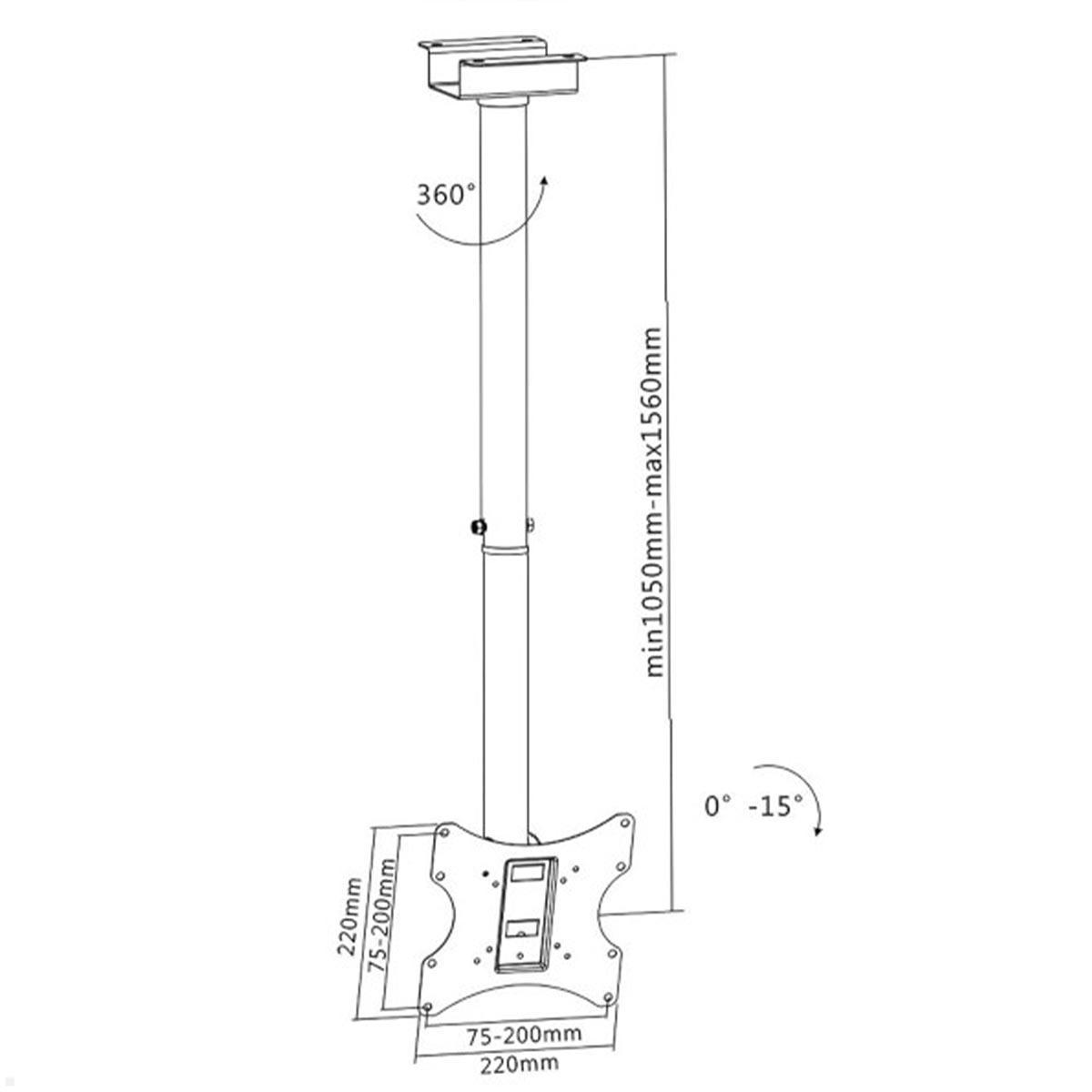 MonLines MDH005B TV Deckenhalterung neigbar Maße