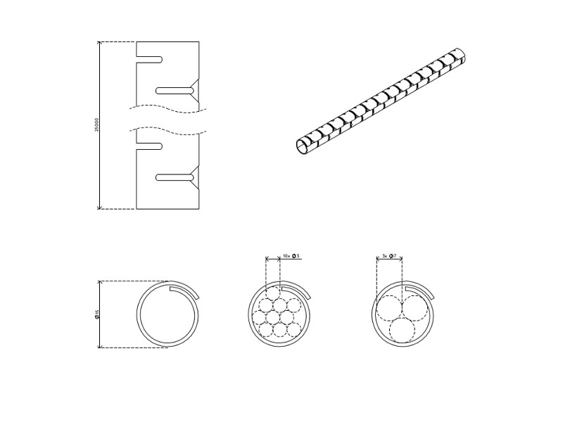 Dataflex Addit Kabelschlucker ø15 mm/25 m (33.712) Zeichnung