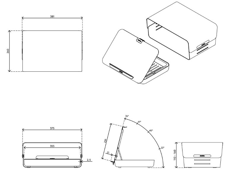 Dataflex Bento ergonomisches Tisch-Set weiß (45.220) Maße