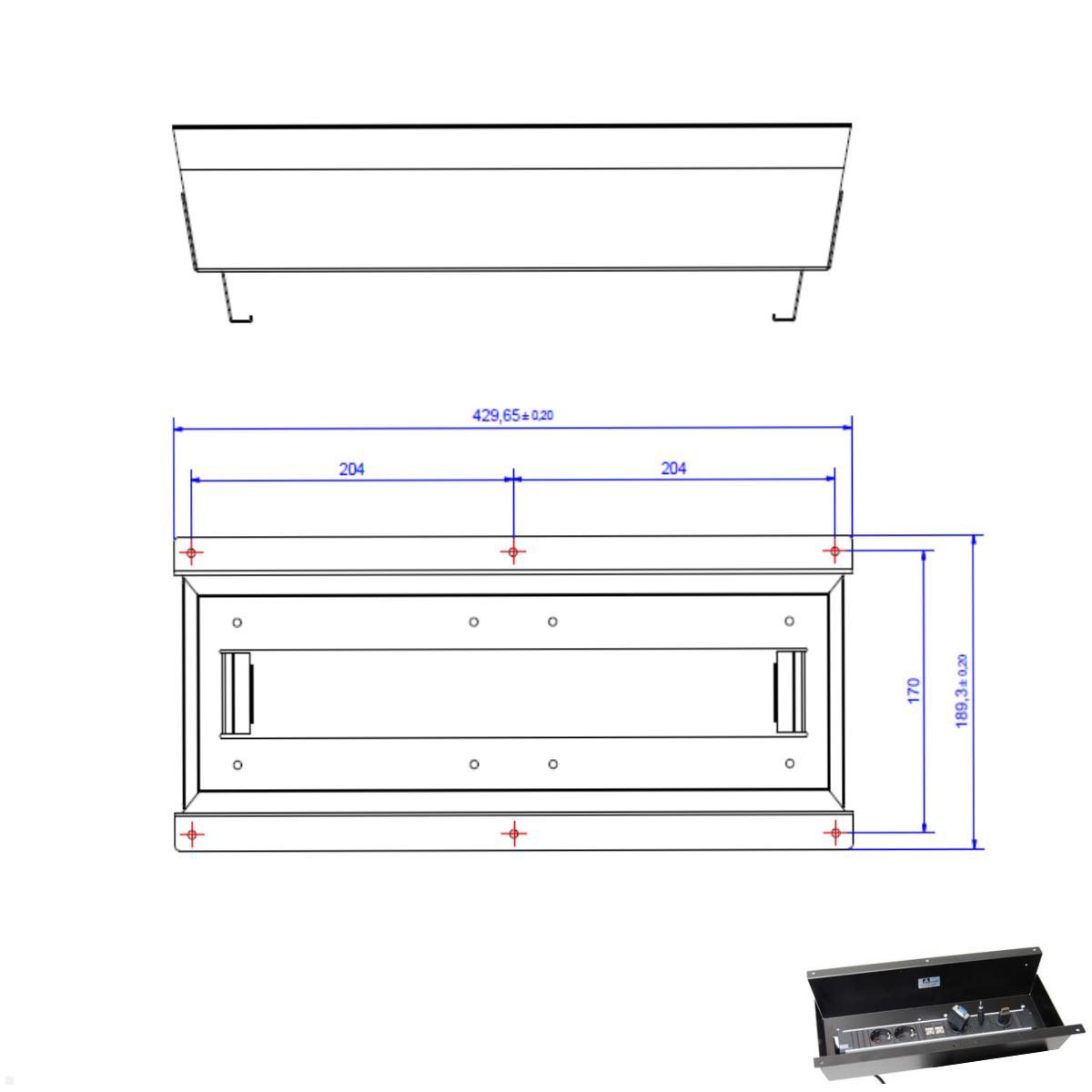 Bachmann CONI COVER Kabelwanne für 6-fach Steckdosenleiste (918.0750) - Zeichnung