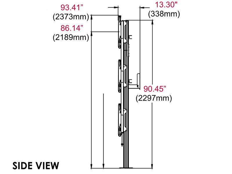 peerless Modulare Videowand-Standhalterung DS-S555-4X3 Seite