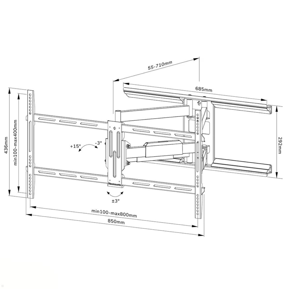 Schwenkbare TV Wandhalterung, Neomounts WL40-550BL18, Zeichnung