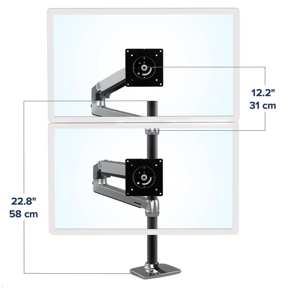 Ergotron LX Dual Monitor Tischhalterung 40 Zoll, silber (45-549-026), Anordnung übereinander