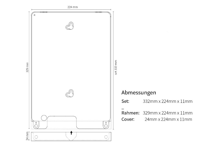 basalte eve iPad Pro Wandhalter schwarz Zeichnung