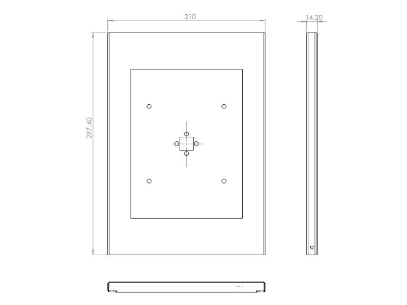 TabLines TSG039E Tablet Schutzgehäuse für Apple iPad 2/3/4, Edelstahl Maße