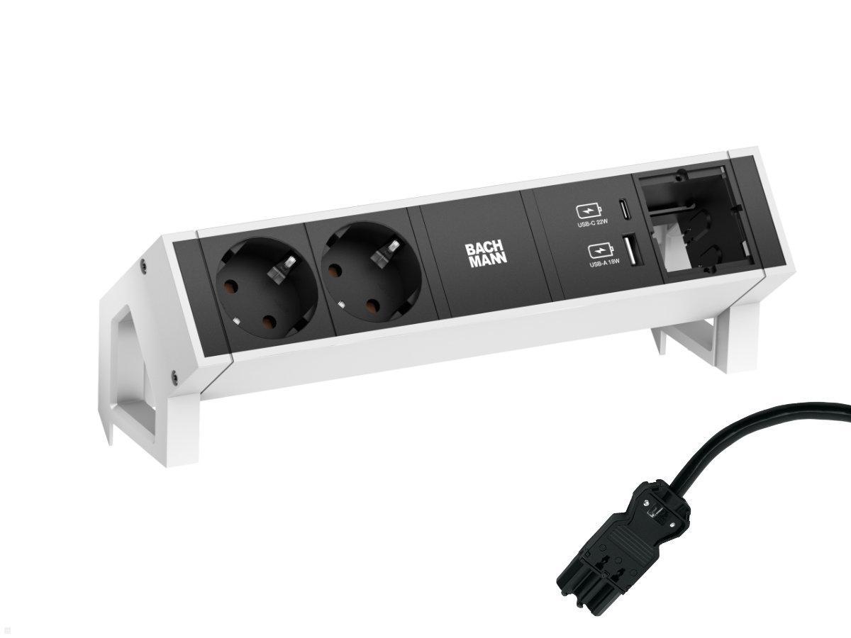 Bachmann DESK 2, 2x Steckdose, 1 USB-C /-A Charger 1 CM (902.935) weiß, Zuleitung