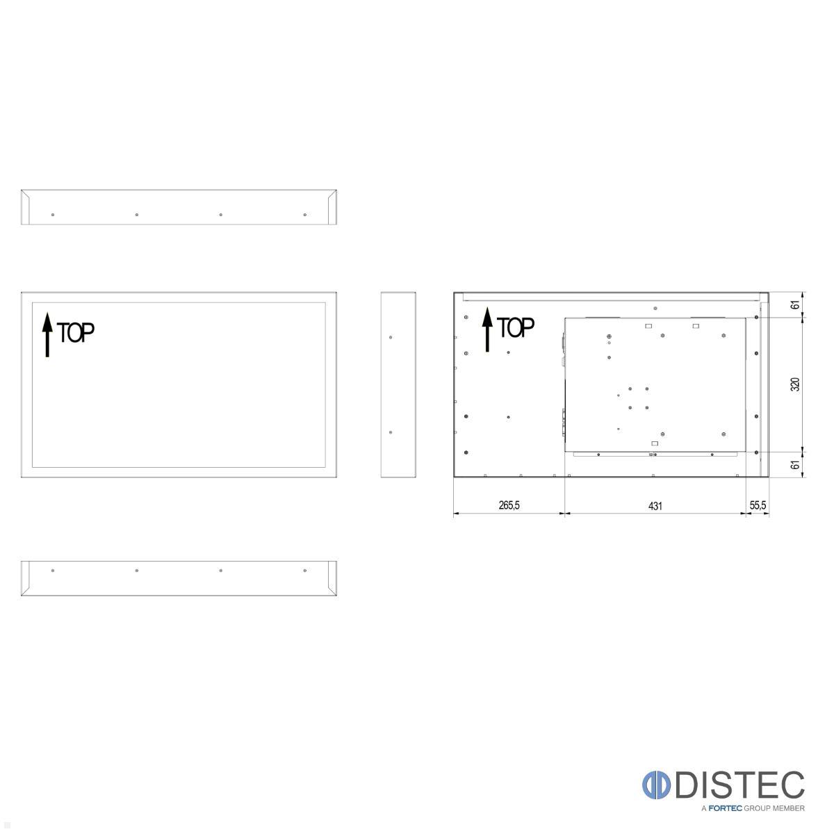 Distec BLO-Line A1 Brandschutz Monitor 31.5 Zoll PME Touch quer (DS-92-131Q) technische Zeichnung