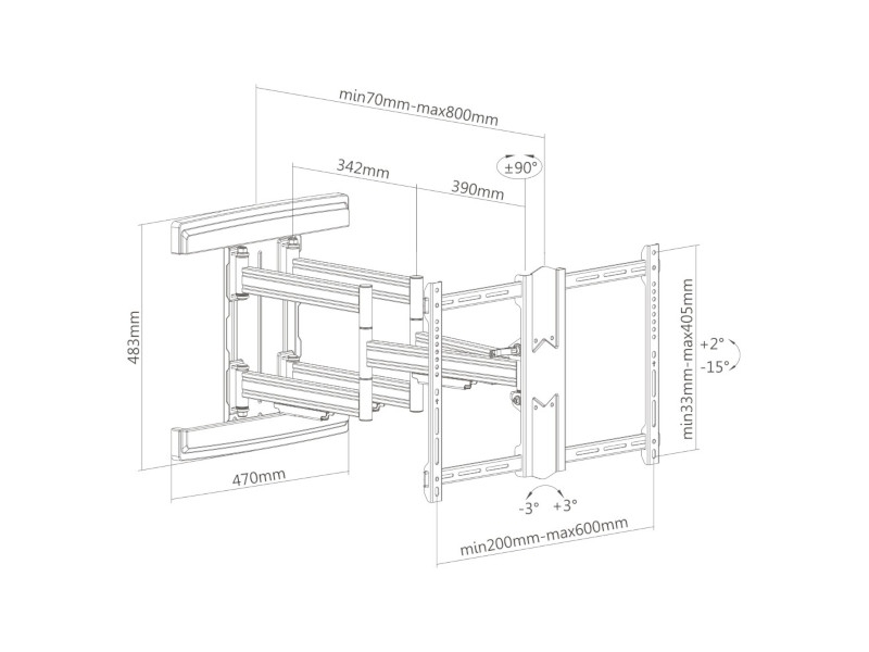 Cavus WME602 TV Wandhalterung mit Schwenkarm