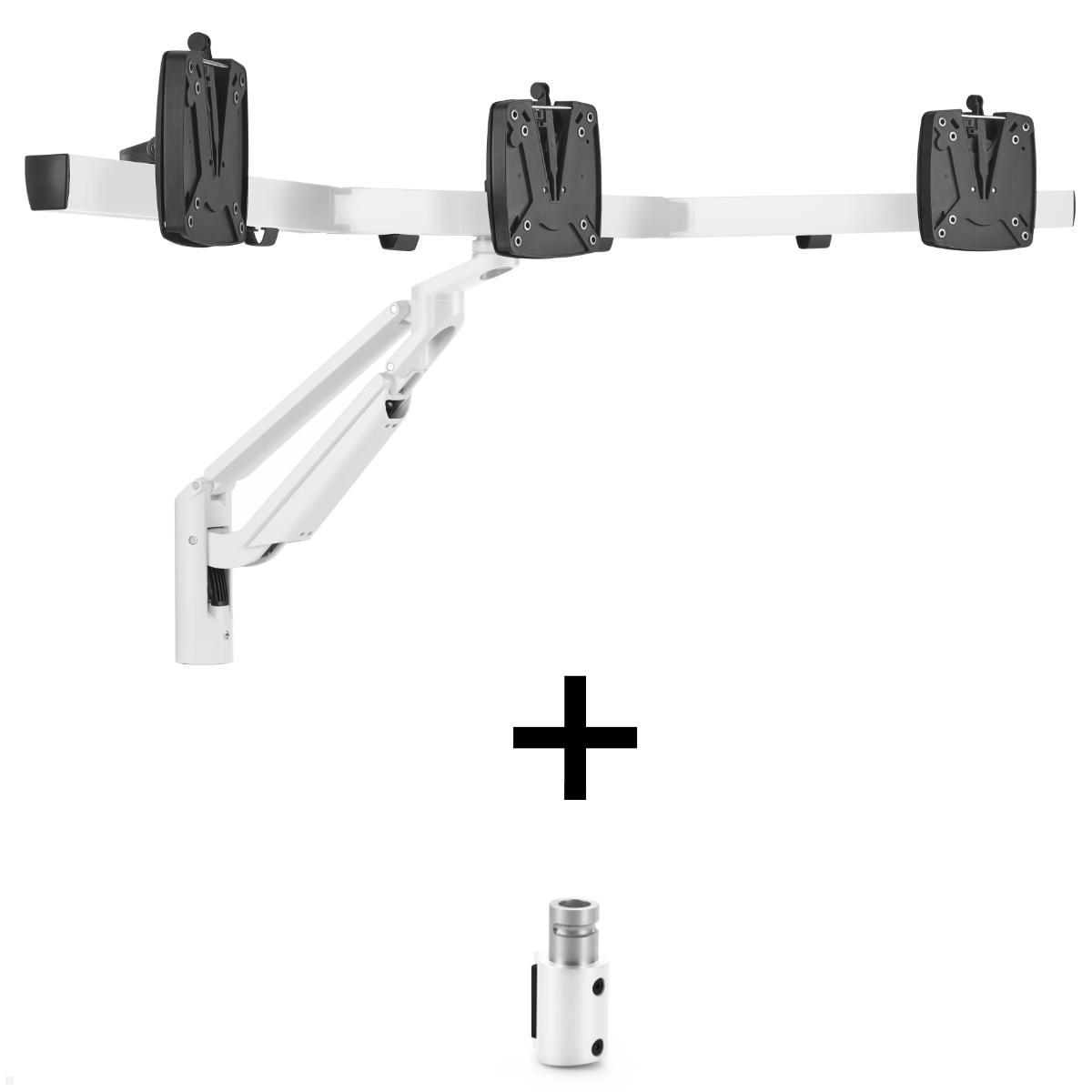 Novus Clu Plus X3 Monitorhalter für 3 Monitore an TSS Säule, weiß, Komponenten