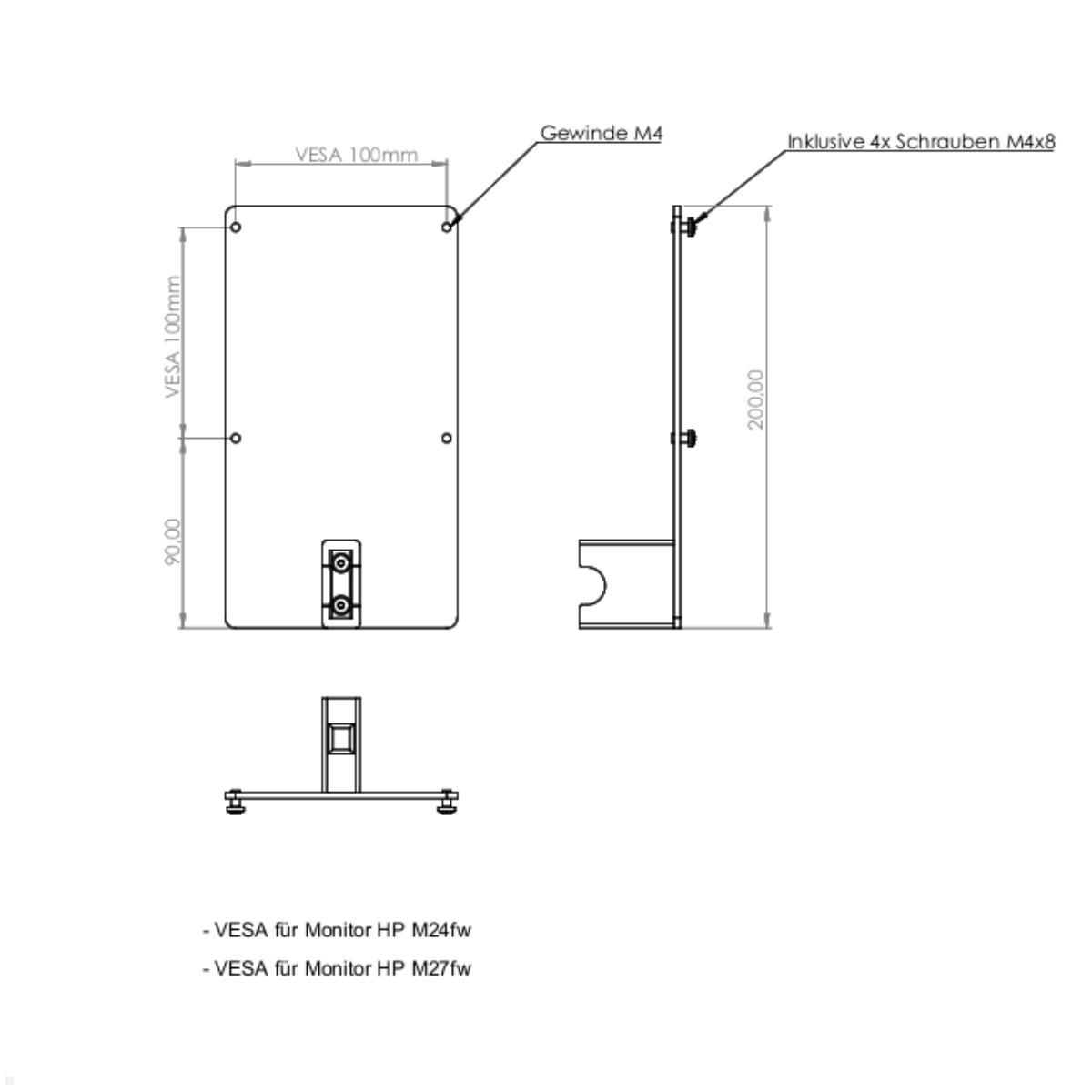 VESA Adapter für HP Monitore - MonLines V082, Zeichnung