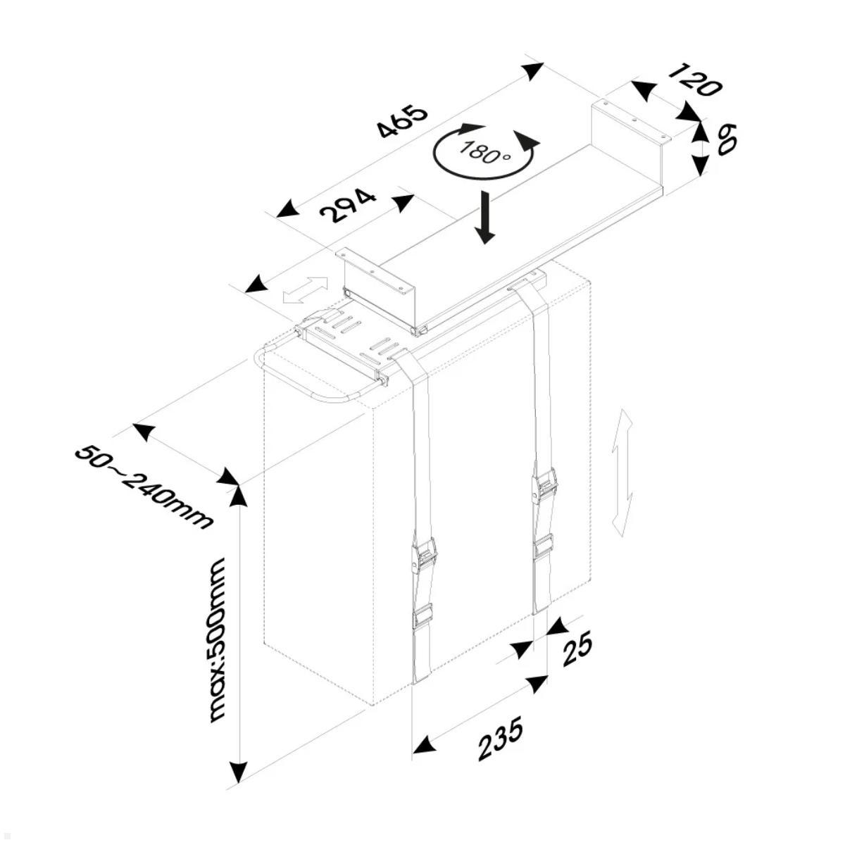 Neomounts CPU-D050BLACK PC Halterung Tisch, schwarz, technische Zeichnung