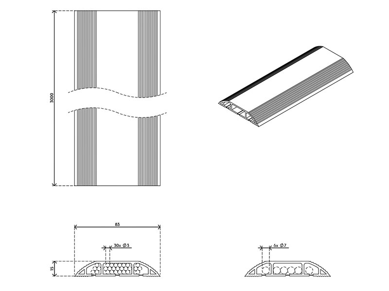 Dataflex 31.300 Addit Kabelbrücke 300 cm grau Zeichnung