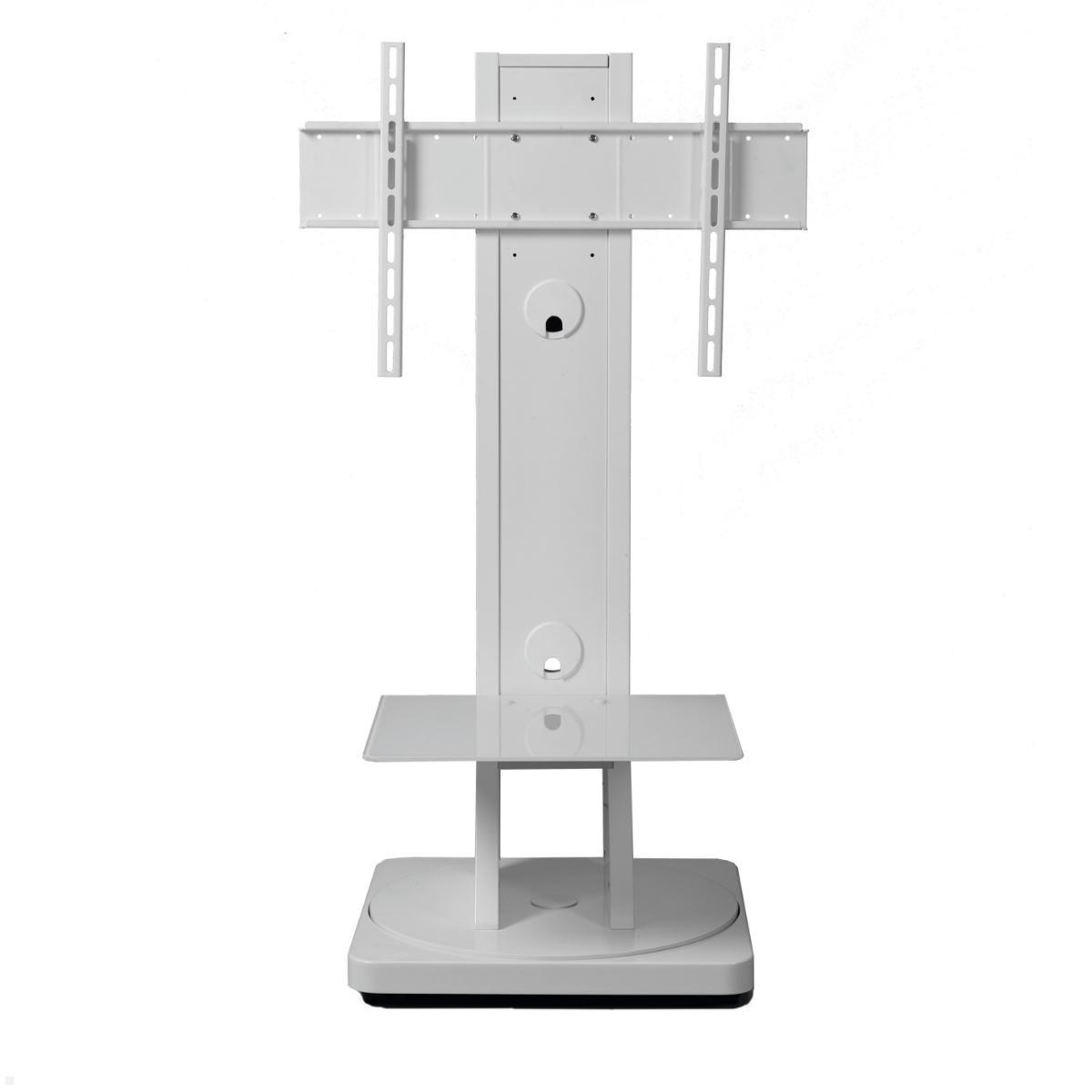 PureMounts GI-PM-140W mobiler TV Ständerbis 75 Zoll, höhenverstellbar, drehbar, weiß mit verdeckten Rollen