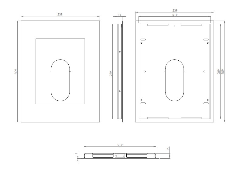 TabLines TWE062E Tablet Wandeinbau für Apple iPad 9.7 (2018), Maße