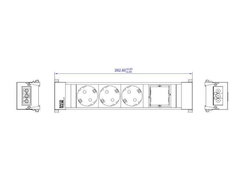 Bachmann CONFERENCE / TOP FRAME 4-fach 3x Steckdose, 1x CM (909.004) Zeichnung