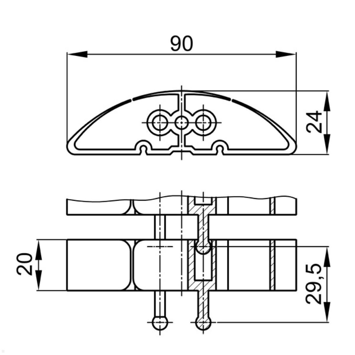 Kabelschlange für den Schreibtisch, TecLines, 75 cm, weiß, Zeichnung