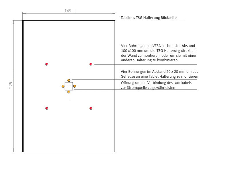 TabLines TSG052E Tablet Schutzgehäuse Bohrungen