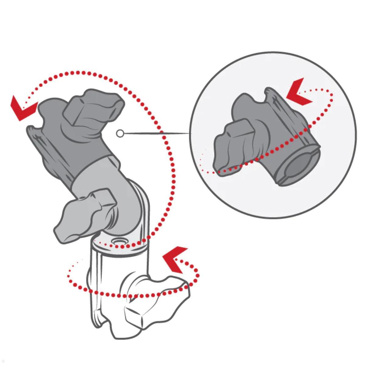 RAM Mounts Verbindungsarm 2-fach drehbar für B-Kugel (RAP-B-200-2U), 360 und 180 Drehung