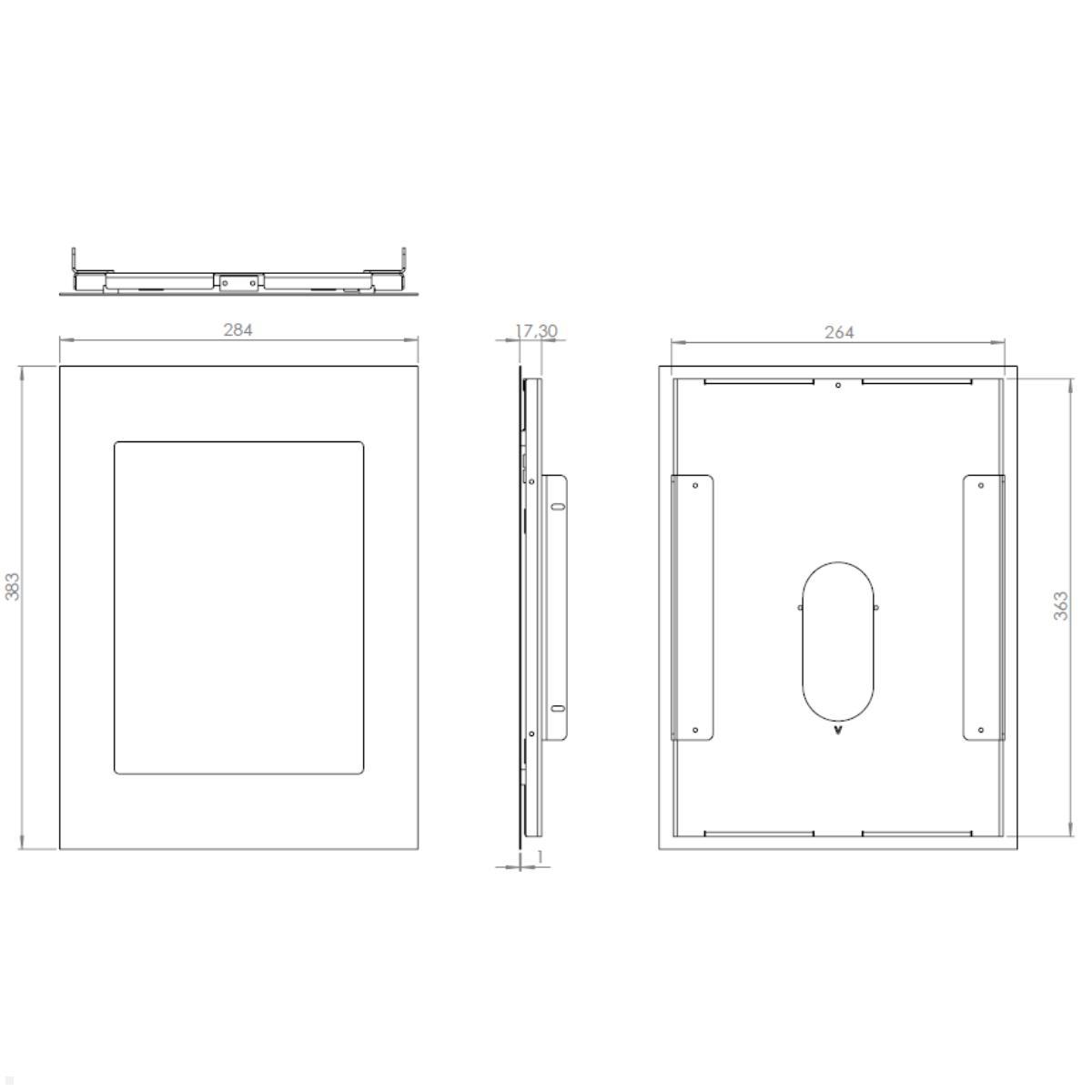 Apple iPad Pro 12.9 Tablethalterung für Wandeinbau, TWE098E, Technische Zeichnung