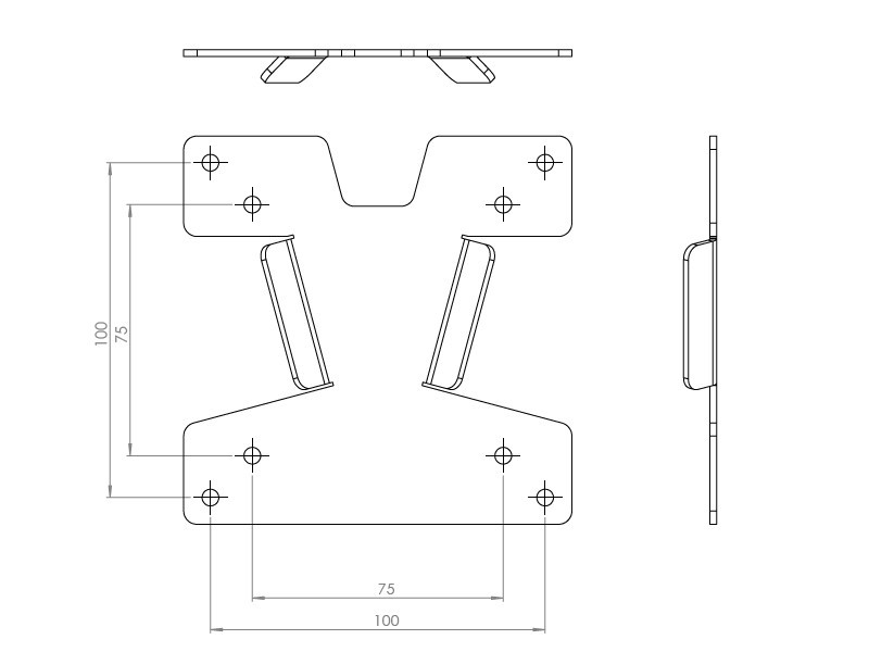 MonLines V016 Ersatz VESA Adapterplatte für alte Novus SKY Halterung Maße