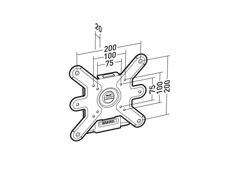 Erard CLIFF 200 starre Flachbildschirm Wandhalterung Zeichnung