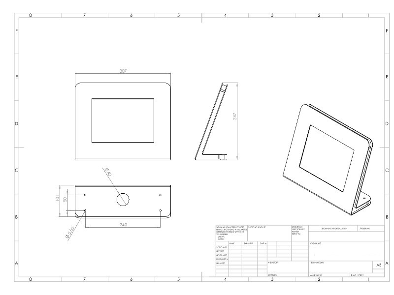 TabLines TTS023 Design Tablet Stand anschraubbar Apple iPad Pro 9.7 Zeichnung