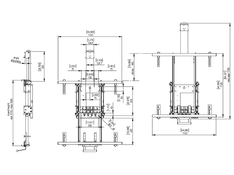 SMS FUNC interaktiver Whiteboardhalter höhenverstellbar (FST081010-MN) Maße