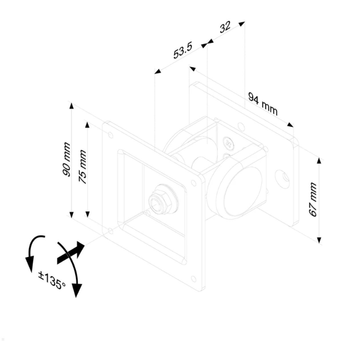 Neomounts FPMA-DTBW100 Monitorhalterung für Toolbar, Skizze