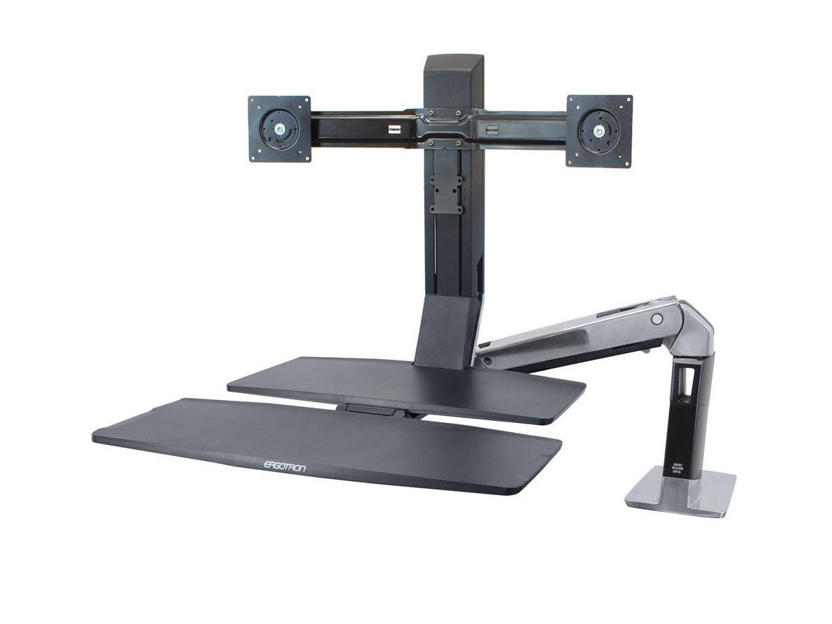 Ergotron WorkFit-A Dual Monitor Tischhalterung mit Arbeitsfläche (24-316-026) ergonomisch Höhenverstellbar