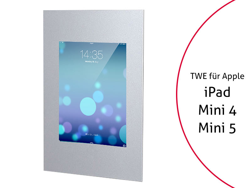 TabLines TWE014S Tablet Wandeinbau für Apple iPad Mini 4 + Mini 5, silber