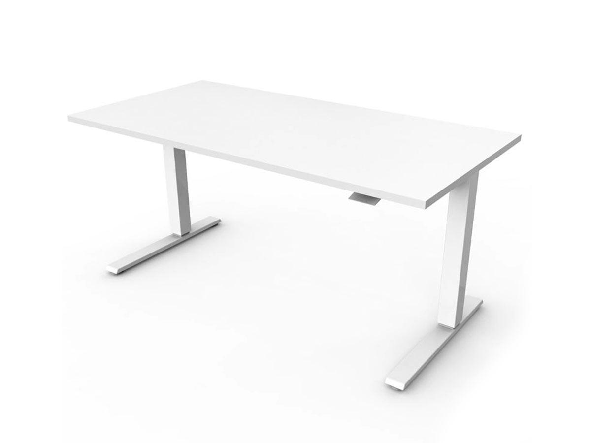 Humanscale FLOAT Steh-Sitz Arbeitsplatz / Tisch FTWR626016WHF, weiß Ansicht minimale Höhe