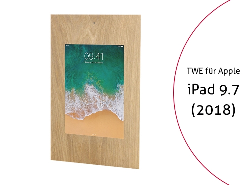 TabLines TWE064O Tablet Wandeinbau für Apple iPad 9.7 (2018), DS, Eiche