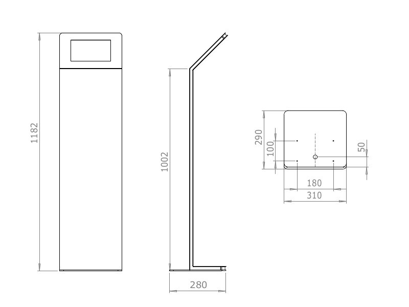 TabLines TBS053 Design Tablet Bodenständer quer Samsung Galaxy Tab S3 9.7 Maße