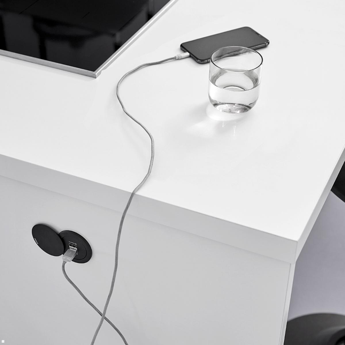 EVOline One Einbausteckdose mit USB-A / USB-C Charger, schwarz, Schreibtisch