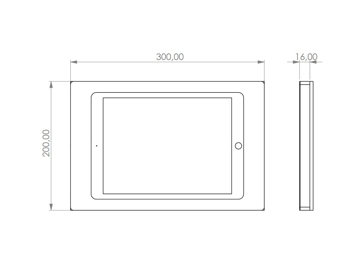 TabLines TWH022W Tablet Wandhalterung für Apple iPad Pro 11.0 Zoll, weiß Maße