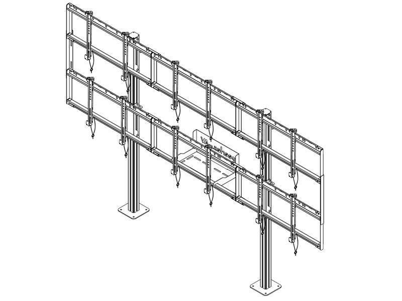 peerless Modulare Videowand-Standhalterung DS-S555-3X2 Konstruktion