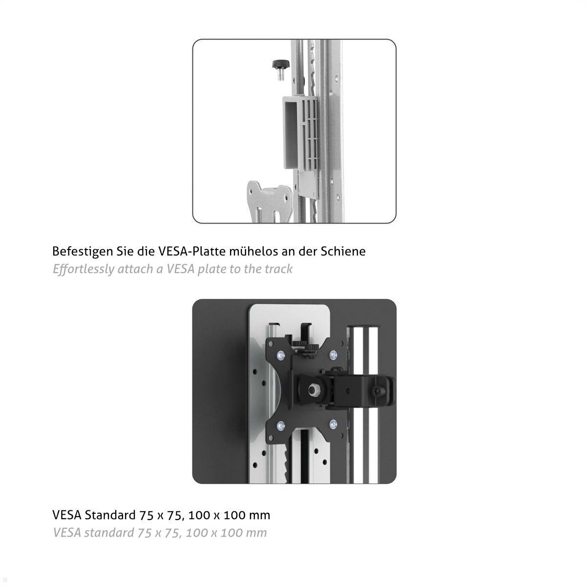 VESA Adapter höhenverstellbar, MonLines V078S in Silber, Übersicht