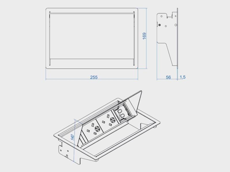 Bachmann CONEO Set Einbau Steckdose 4-fach 2x Steckdose, 2x Custom Modul (900.402) Zeichnung