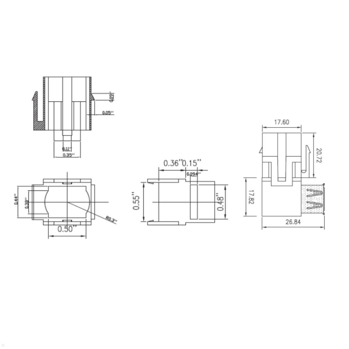 Bachmann Custom Modul 2x USB 3.0 A/A Buchse (917.059), Skizze