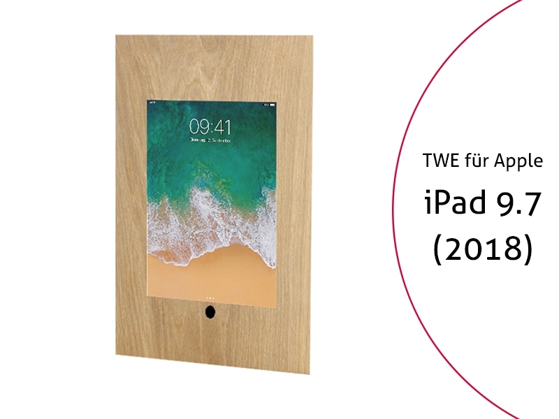 TabLines TWE063O Tablet Wandeinbau für Apple iPad 9.7 (2018), HB, Eiche