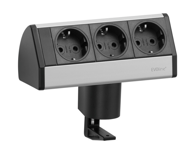 EVOline Dock Small 3x Steckdose mit Zwinge front