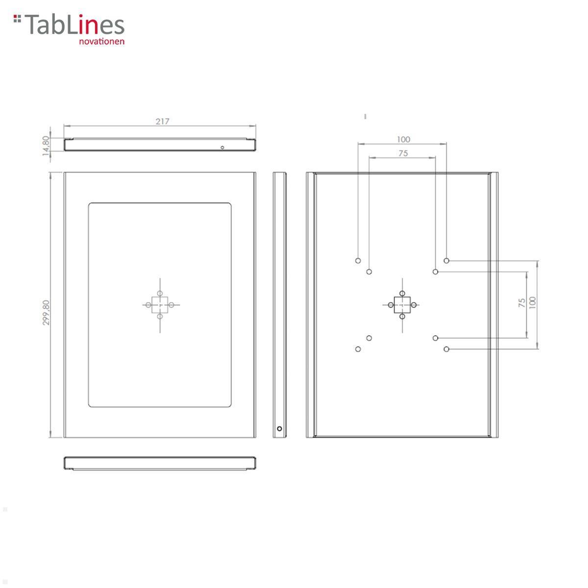 TabLines TSG078W Tablet Schutzgehäuse für Apple iPad Air 4 / 5 10.9, weiß, technische Zeichnung