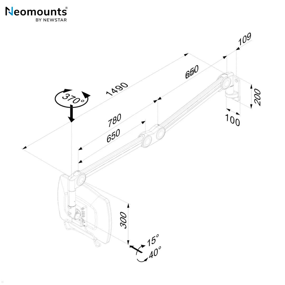 Neomounts FPMA-HAW200 medizinische Wandhalterung technische Zeichnung