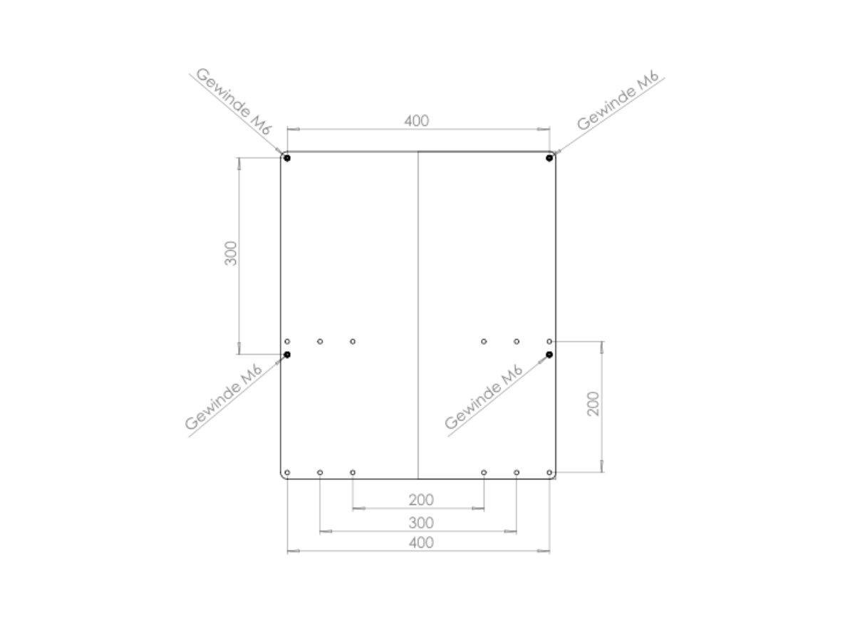 MonLines V011B VESA Adapter LG OLED G6, E6, C6, B6, schwarz technische Zeichnung