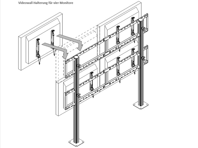 peerless Modulare Videowand-Standhalterung DS-S560-2X2 Videowand aus vier Screens