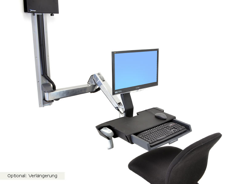 Ergotron StyleView Sit-Stand Combo Ablageflächen-System (45-272-026), seitliche Ansicht