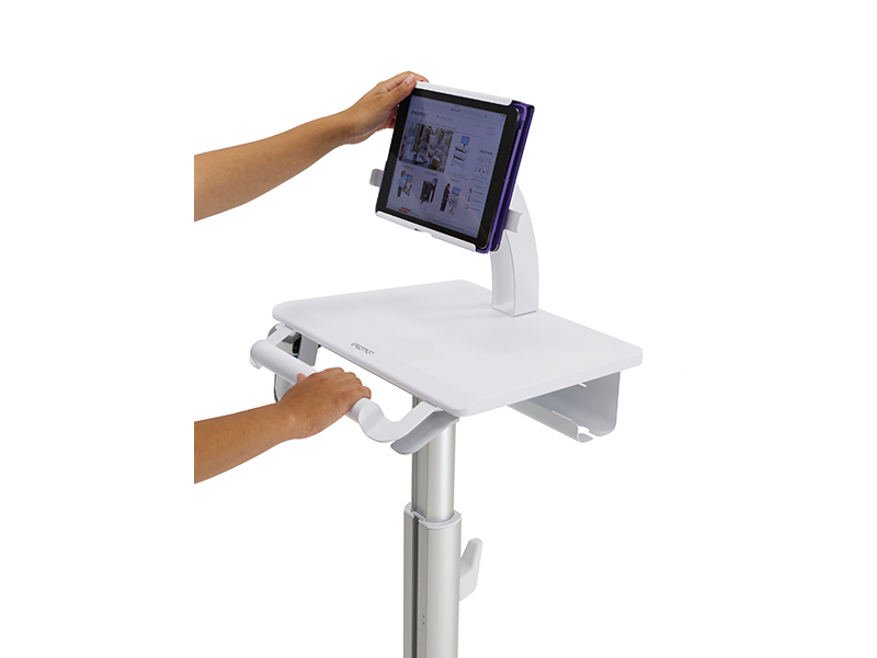 Ergotron StyleView mobiler Tabletwagen mit Rollen (SV10-1400-0), silber-weiß höhenverstellbar