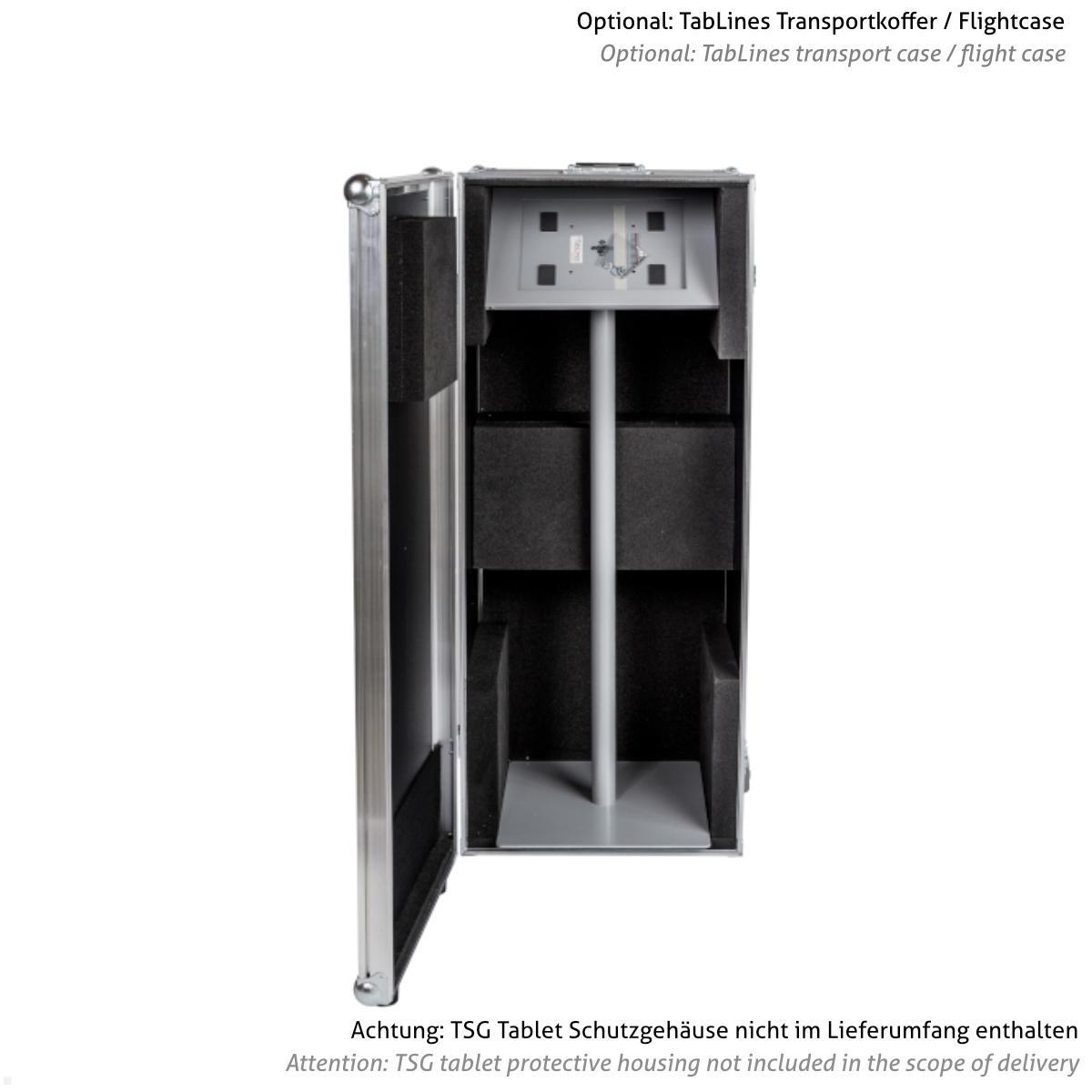 TabLines TBS009E Tablet Bodenständer mit VESA Neigungsmodul, optionaler Transportkoffer
