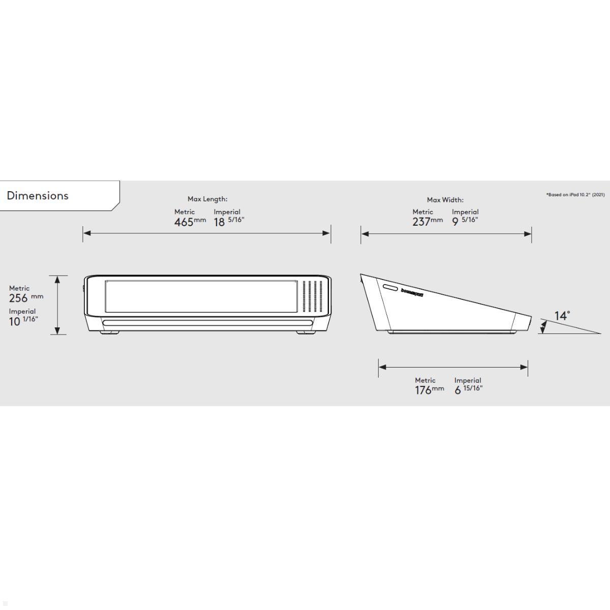 Bouncepad LINK Tischhalterung Apple iPad 10.9 (10. Gen.), schwarz, Abmessungen