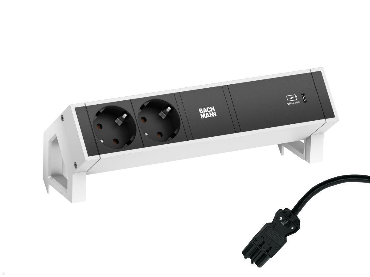 Bachmann DESK 2, 2x Steckdose, 1 USB-C Charger 60 W (902.934) weiß, Zuleitung